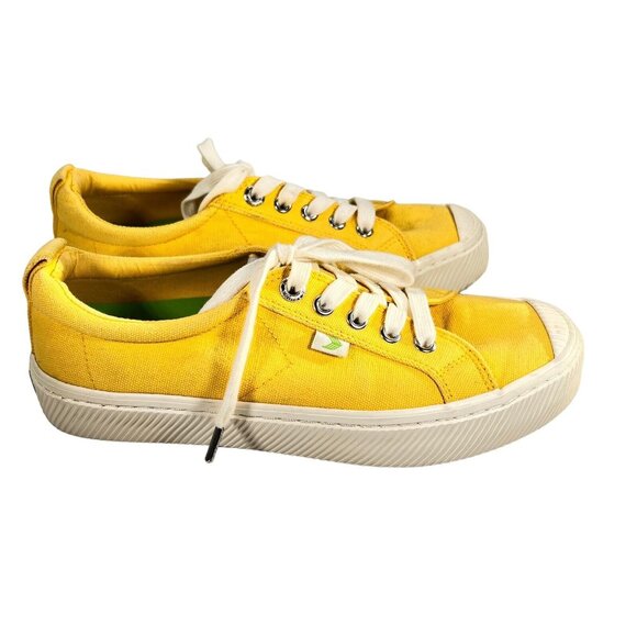 Cariuma Yellow Canvas Sneakers Womens Sz 7 Mens 5.5 EU 38 Shoes Rio Brazil Cork - Picture 2 of 13